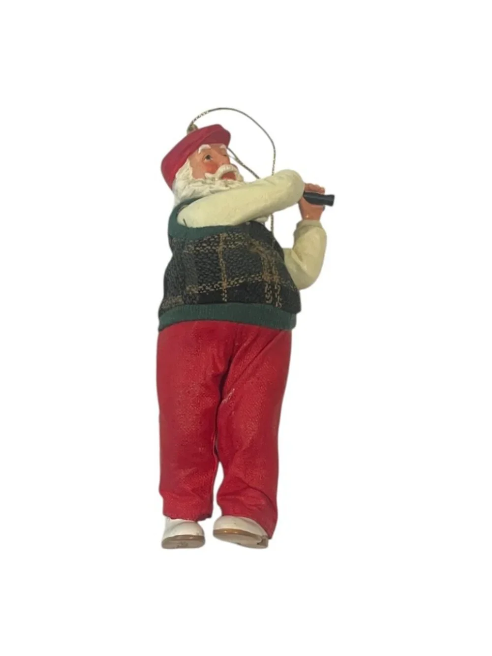 Clothique Possible Dreams Santa Golfer Hanging Christmas Tree Ornament 6.5'' NEW